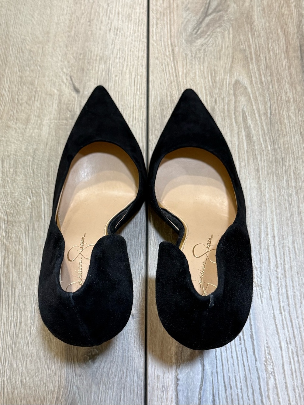 Jessica Simpson Black Suede Pointed Toe Pumps Stiletto Heels Claudette 8.5 - Picture 3 of 12